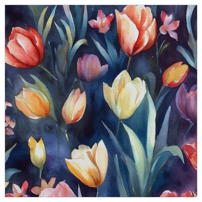 Watercolor Tulips (Abstract) Fabric (Swatch)