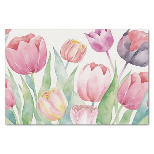 Watercolor Tulips Abstract Floral Collage  Tissue Paper