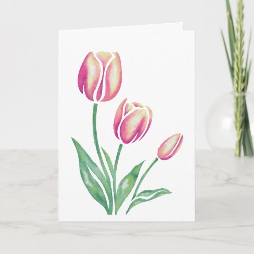 Watercolor Tulips Blank Greeting Card