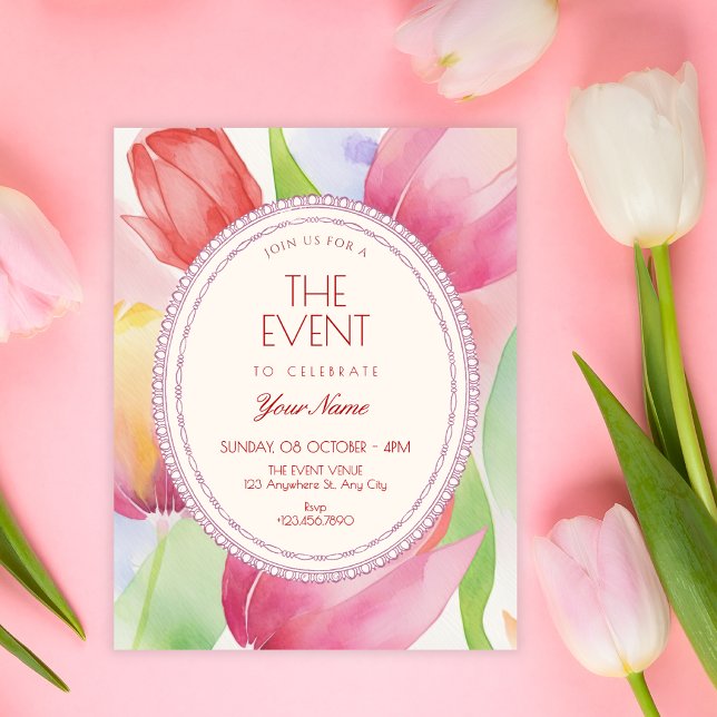 Watercolor tulips bloom  invitation (Creator Uploaded)