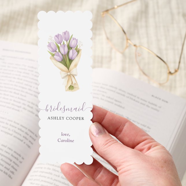 Watercolor Tulips Bouquet Bridal Shower Favor Bookmarks (Hand)