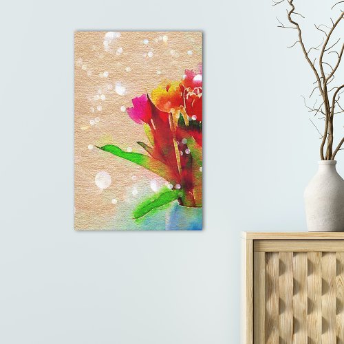 Watercolor Tulips Bouquet Canvas Print