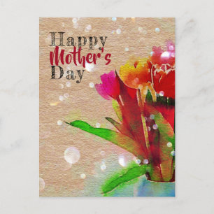 Watercolor Tulips Bouquet Happy Mother's Day Postcard