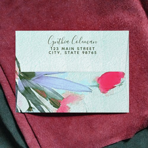 Watercolor Tulips Bouquet Illustration Florist Envelope