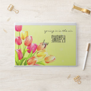 Watercolor Tulips Bouquet Monogram HP Laptop Skin