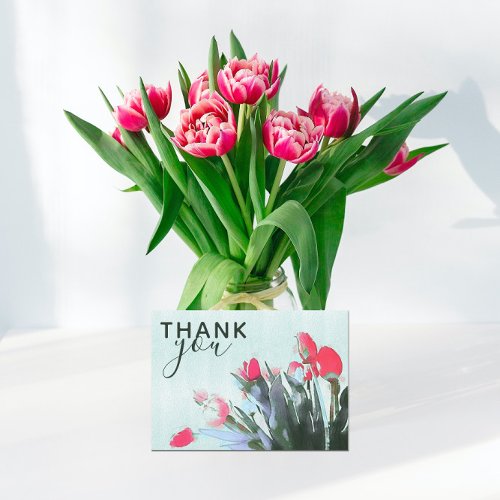 Watercolor Tulips Bouquet Spring Illustration Thank You Card