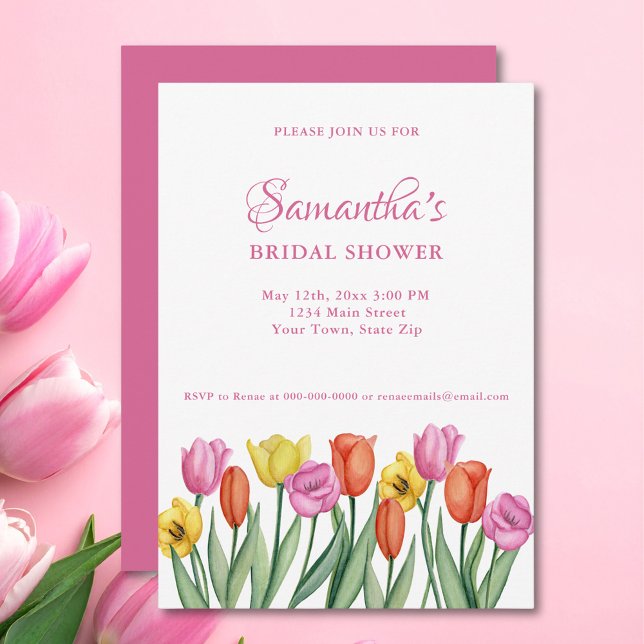 Watercolor Tulips Bridal Shower  Invitation (Creator Uploaded)