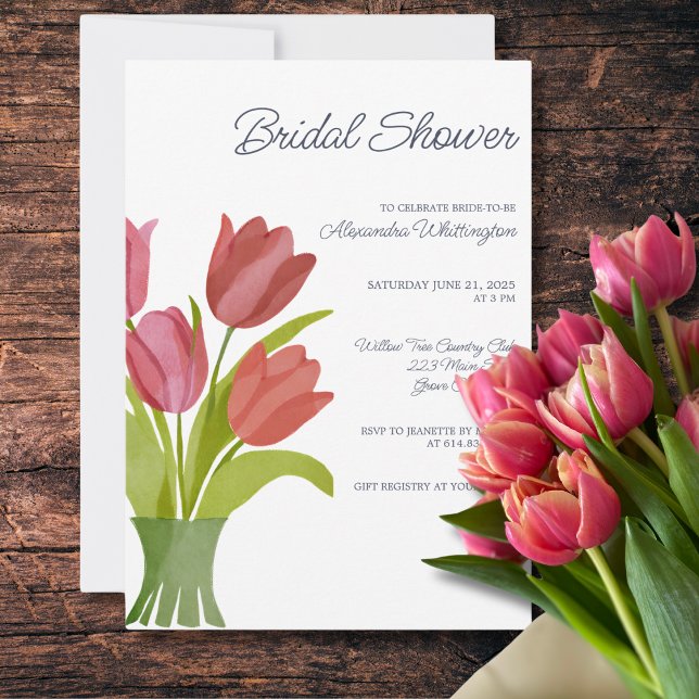 Watercolor Tulips Bridal Shower  Invitation (Creator Uploaded)