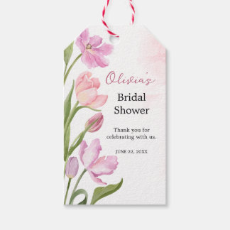 Watercolor Tulips Elegant Floral Bridal Shower Gift Tags