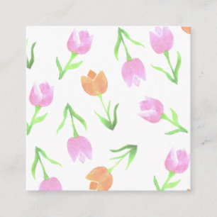watercolor tulips in tints of orange and pink enclosure card