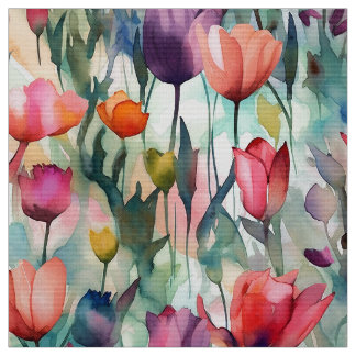 Watercolor Tulips (Light) Fabric