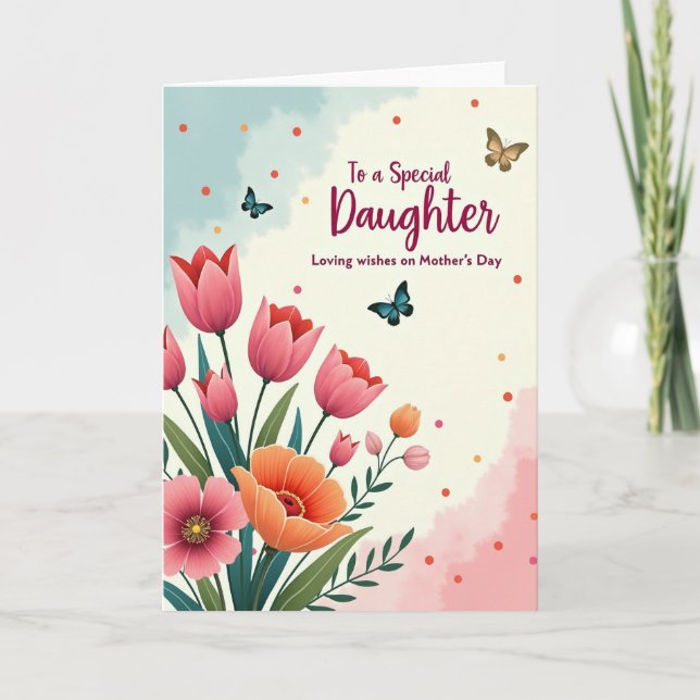 Watercolor Tulips Mothers Day Card (Front)