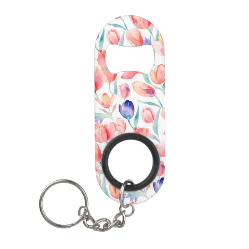 Watercolor Tulips Pattern Bottle Opener