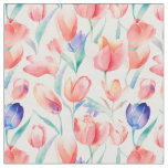 Watercolor Tulips Pattern Fabric