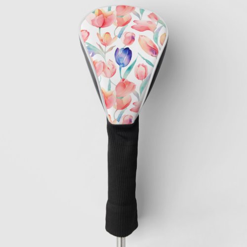 Watercolor Tulips Pattern Golf Head Cover