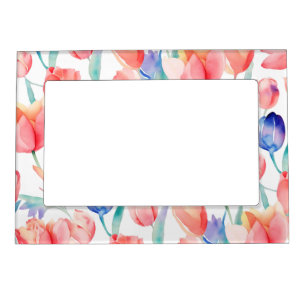 Watercolor Tulips Pattern Magnetic Frame