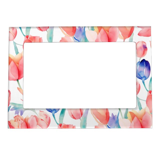 Watercolor Tulips Pattern Magnetic Frame (Front)