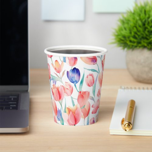 Watercolor Tulips Pattern Paper cup