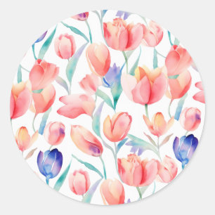 Watercolor Tulips Pattern Stickers