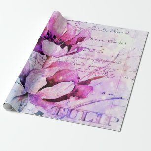 Watercolor tulips  wrapping paper