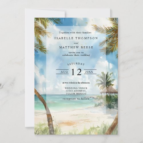 Watercolor Tulum Tropical Beach Wedding