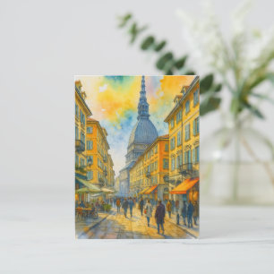 Watercolor Turin Italy – Mole Antonelliana City  Postcard
