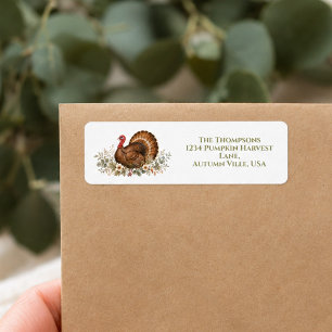 Watercolor Turkey Fall Return Address Label