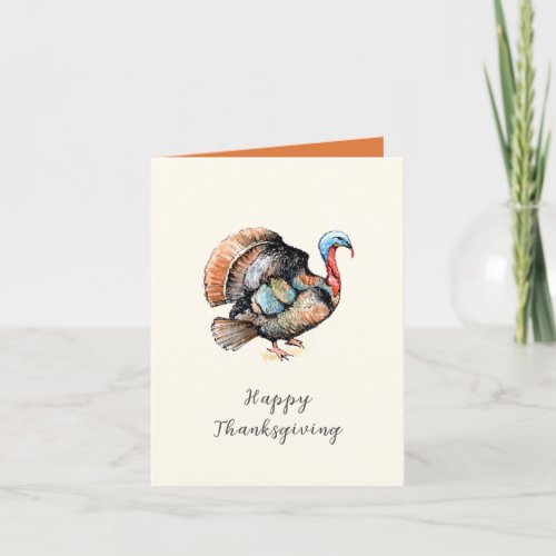 Watercolor Turkey Happy Thanksgiving Company Thank You Card