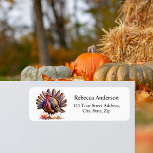 Watercolor turkey Return Address Label