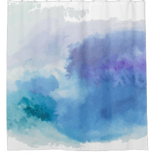 Watercolor turquoise blue violet shower curtain