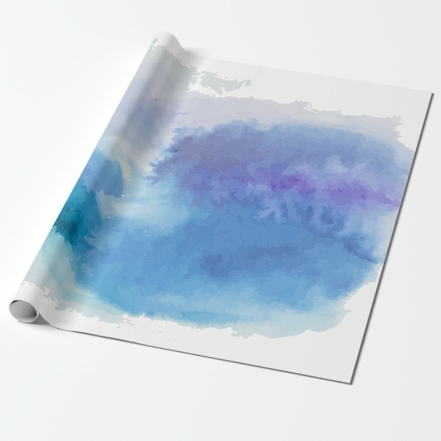 Watercolor turquoise blue violet wrapping paper (Unrolled)