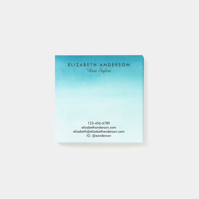 Watercolor turquoise business notes (Front)