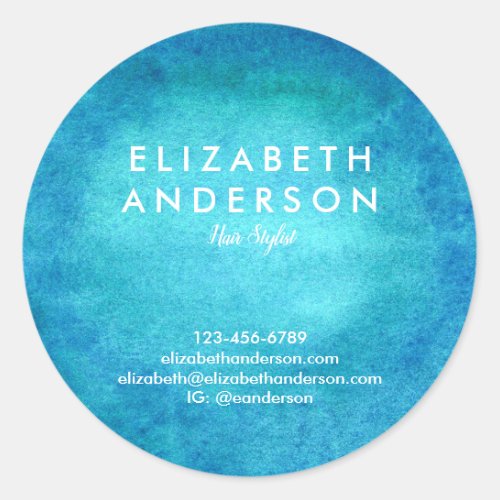 Watercolor turquoise  Classic Round Sticker