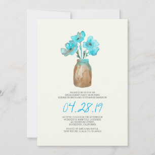 watercolor turquoise floral engagement party invitation