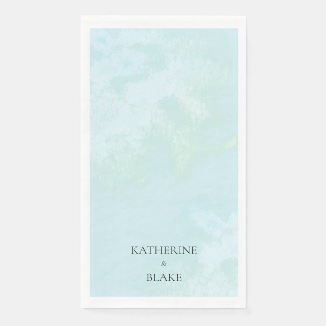 Watercolor Turquoise Modern Custom Wedding Guest Paper Guest Towels (Front)
