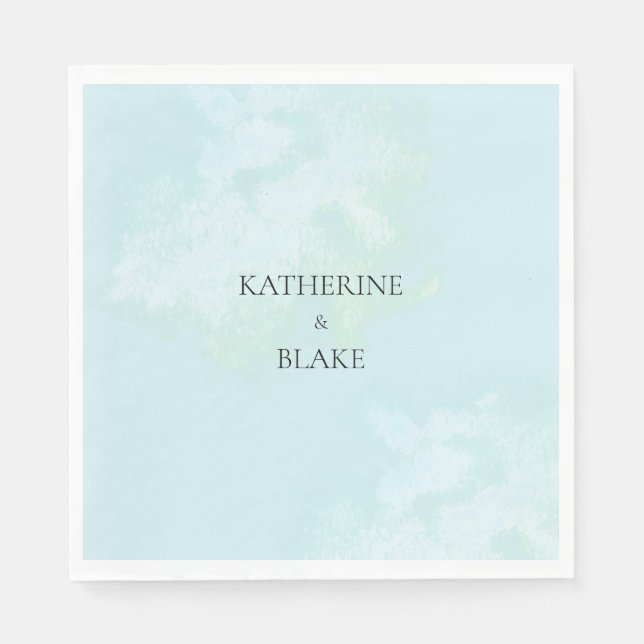 Watercolor Turquoise Modern Custom Wedding  Napkins (Front)