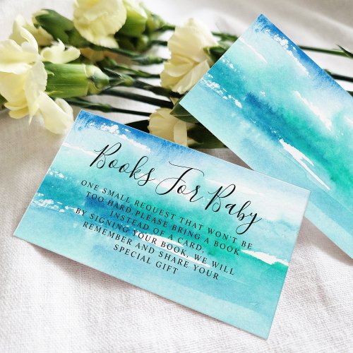 Watercolor Turquoise Ocean Book Request   Enclosure Card