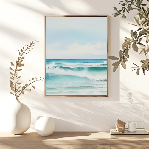 Watercolor Turquoise Ocean Wall Art