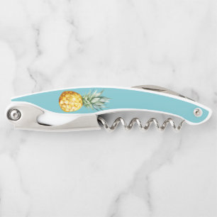Watercolor Turquoise Pineapple Summer Cute Waiter's Corkscrew