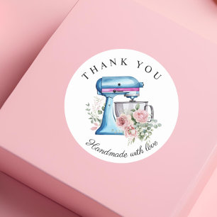 Watercolor Turquoise Stand Mixer Bakery Thank you Classic Round Sticker