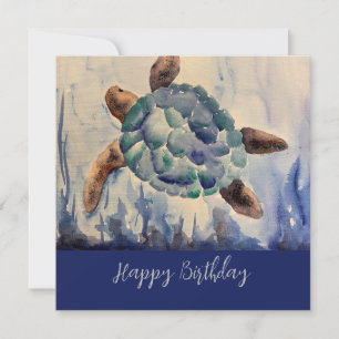 Watercolor Turtle Birthday Notecard