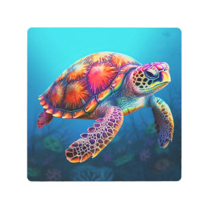 Watercolor Turtle Metal Print