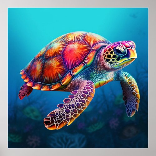 Watercolor Turtle Poster