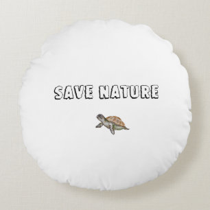 Watercolor Turtle Round Pillow