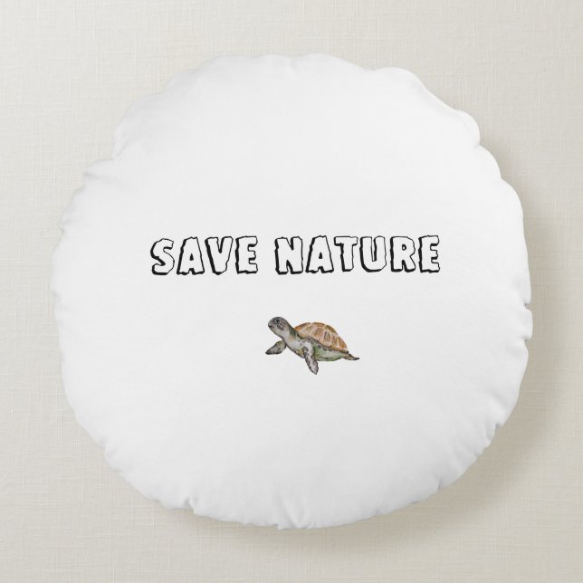 Watercolor Turtle Round Pillow (Front)