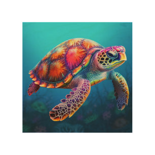 Watercolor Turtle Wood Wall Art