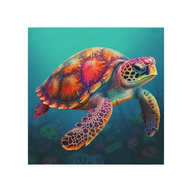 Watercolor Turtle Wood Wall Art (Front)