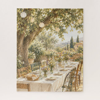 Watercolor Tuscan Garden Dinner Party Jigsaw Puzzle