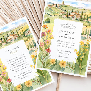 Watercolor Tuscany Countryside Wedding Invitation