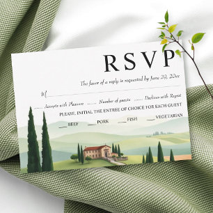 Watercolor Tuscany Italy scenery wedding RSVP Card